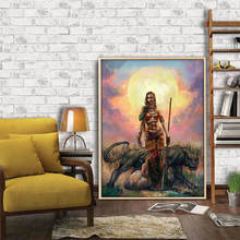 Африканский художественный Рисунок сексуальная женщина с диким леопардом настенная художественная постер племя пейзаж холст картина для гостиной спальни Декор 2024 - купить недорого