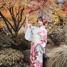 Японское кимоно юката платье женский костюм Гейша Косплей Желтый Obi юката женский традиционный японский кимоно косплей FF2647 2024 - купить недорого