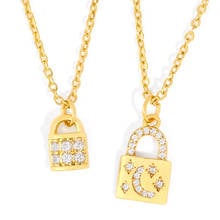 Gold Filled Padlock Pendant Necklaces For Women With Crystal CZ Cubic Zirconia Lock Chain Necklace Trendy Stone Jewelry nkeq89 2024 - buy cheap