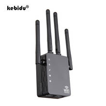 kebidu Wireless Wifi Repeater 2.4G / 5G Dual Band AC 1200Mbps 4 High Antennas Bridge Signal Amplifier Wired Router Wi Fi Access 2024 - buy cheap