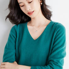 Cashmere pullover sweater women spring, autumn and winter loose plus size Korean version of the V-neck bottoming sweaters top 2024 - buy cheap