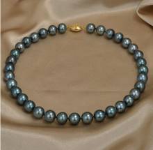 Collar redondo de perlas negras y verdes Tahitianas, joyería, envío gratis, nuevo estilo >>>> 17 ", 11-12mm 2024 - compra barato