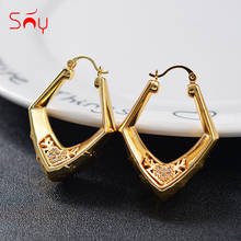Sunny Jewelry Fashion Jewelry 2021 New Design Hoop Earrings For Women High Quality Zircon Exquisite Flower For Anniversary Daily 2024 - buy cheap