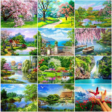 EverShine-pintura con diamantes, punto de cruz, paisaje, bordado con diamantes cuadrados, cuentas de árbol y Lago, Kits de imágenes, arte, decoración del hogar 2024 - compra barato