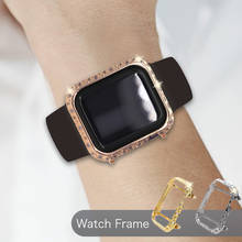 Capa protetora para apple watch, capa de metal para relógio série 6 5 4 com borda de diamante, 40mm e 44mm 2024 - compre barato