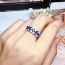 Anillo de zafiro azul Natural para mujer, joya de plata S925, anillo de piedras preciosas naturales, regalo de boda, joyería 2024 - compra barato