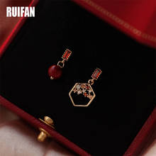 Ruifan assimétrico geométrico vinho vermelho tigre-olho zircônia cúbica 925 brincos de prata esterlina para jóias femininas yea407 2024 - compre barato