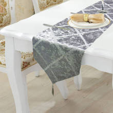 Modern Grid Table Runner with Tassel Gray Velvet Tablecloth TV Cabinet Dust Cover Home Wedding Table Decoration Runner Table 2024 - buy cheap