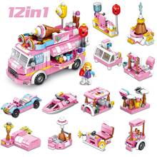 553Pcs City Street View Educational Building Blocks Toys For Children Girls Friends 6Year DIY Birthday Gift Ice-Cream Car Model 2024 - buy cheap