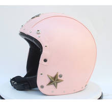 Capacete de motocicleta 3/4 de couro sintético, capacete com abertura frontal 2018, retrô, vintage cruiser, chopper, scooter, cafe racer 2024 - compre barato