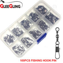 GLEEGLING 100pcs Fishing PIN Fish Hook Lure Tackle Accessories Fishing Swivel Snap Rolling Swivel Connector Hooked Snaps Pin 2024 - buy cheap
