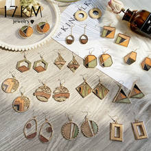 2021 Boho Geometric Wooden Drop Dangle Earrings For Women Oversize Gold Fashion Big Earring Female Korean Vintage Jewelry 2024 - buy cheap