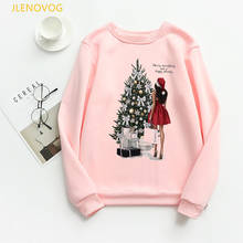 Christmas tree and Christmas gifts print hoodies women clothes 2021 pink sweatshirt female kawaii clothes sudadera mujer 2024 - buy cheap