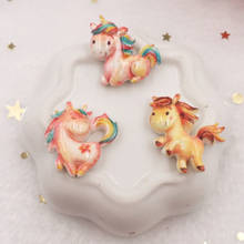 Lovely Resin Cabochon Colorful  Unicorn Flatback Figurine Stone Appliques 50pcs DIY Wedding Scrapbook Decor Home Craft OW70 2024 - buy cheap