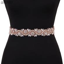 Fashion Women Belt Rose Gold Rhinestone Bridal Belt Noble Thin Crystal Beaded Bridal Belt   For Wedding Girl Party Belt Dress Up 2024 - buy cheap