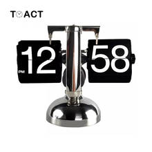 Table Clock Small Scale Retro Flip Over Desk Clocks Stainless Steel Flip Internal Gear Operated Quartz Clock 2024 - buy cheap