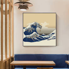Estilo japonês onda do mar pintura da lona retro posters e impressão quadrado parede arte fotos para sala de estar quarto corredor decoração casa 2024 - compre barato