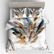 Feather bedding digital printing quilt cover pillowcase bedding single double bed set home textile 2024 - buy cheap