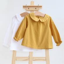 Рубашка для маленьких девочек, хлопковый топ с длинным рукавом, мягкое нижнее белье для новорожденных, одежда для маленьких девочек с пугов... 2024 - купить недорого