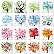 Painted Tree Digital Printed Peach Skin Square Pillow Cushion Cover One Drop Delivery Explosive Home Furnishing Items 2024 - buy cheap