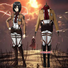 Anime Attack on Titan Mikasa Ackerman Jacket Pants Cloak Uniform Shingeki no Kyojin Cosplay Costume Halloween Outfit Custom-made 2024 - buy cheap