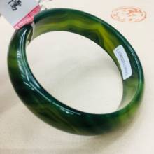 Pulseira de jade de ágata natural pura, esculpida, verde, duas cores, elegante, bracelete de jade feminino, certificado 2024 - compre barato