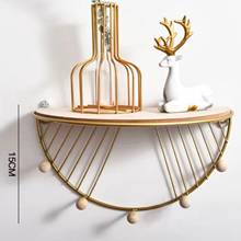 Iron Wood Floating Shelves Semicircle Decorative Storage Rack Display for Bedroom Living Room Bathroom 2024 - buy cheap