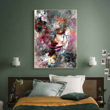 Pintura de parede abstrata de menina, arte grafite de parede, arte moderna para sala de estar, decoração de casa, sem moldura 2024 - compre barato