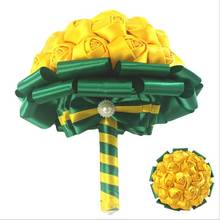 EillyRosia Sounth Africa Bridal Bouquet Yellow Green Handmade Contrasting Ribbon Wedding Bouquet for Bridesmaid Holding Flowers 2024 - buy cheap
