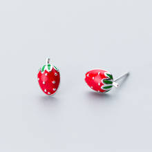 100% 925 Sterling Silver Earring Fashion Cute Tiny Sweet Little Strawberry Stud Earrings Gift For Girls Kids Lady 2024 - buy cheap