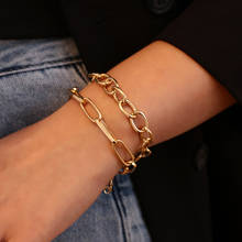 AENSOA Punk Simple Charm Lock Bracelets Minimalist Female Adjust Bracelet Bangles for Women Men 2021 Fashion Gold Color Jewelry 2024 - buy cheap