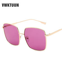 VWKTUUN Солнцезащитные очки женские большие квадратные очки UV400 красочные женские солнцезащитные очки зеркальные затемненные очки оверсайз оправа 2024 - купить недорого