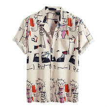 Гавайский принт, мужские рубашки с коротким рукавом, Летняя женская повседневная приталенная Классическая мужская рубашка 2024 - купить недорого