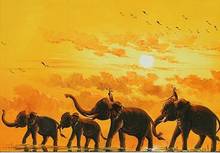 Lote estilo escolher elefante africano arte impressão cartaz em seda decoração para parede de casa 2024 - compre barato