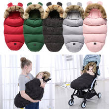 KLV Baby Stroller Sleeping Bag Winter Warm Sleepsacks Robe Newborn Infant Footmuff Winter Envelope  with Removable Faux Fur 2024 - buy cheap