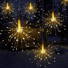 Novelty Creative Hanging Starburst String Lights 120-240 DIY firework Copper Fairy Garland christmas outdoor Twinkle Light decor 2024 - buy cheap