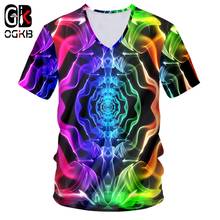 OGKB-camisetas informales para hombre, camisas coloridas con cuello en V, venta al por mayor, verano, China, 3D 2024 - compra barato