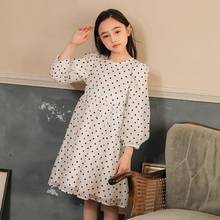 Casual Dot Print Dresses For Girls Long Sleeve O Neck Knee Length Gowns 3 - 14 Children Kids Friends Party Dress Clothing 2024 - buy cheap