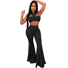 BKLD Women Two Pieces Set Sexy Solid Bandage Strapless Crop Top And Flare Leg Long Pants Sets Women Outfits Tracksuit Women 2019 2024 - buy cheap