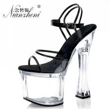 18CM Super High heeled shoes Clear Crystal Bordered Spool heels Sweet Pink Sandals 7 inch Novelty Concise Sexy Fetish Queen Sexy 2024 - buy cheap