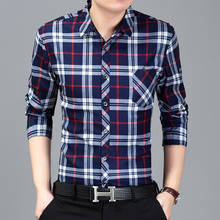 Осенняя и зимняя мужская одежда, клетчатая рубашка, Тонкая Повседневная рубашка с длинным рукавом, приталенная, Азиатский размер 2024 - купить недорого