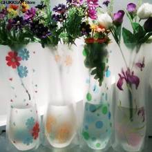 2 шт Складные Многоразовые Пластиковые небьющаяся ваза домашний Цветочный декор случайный цветной узор 2024 - купить недорого