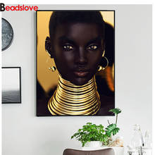 Pintura de diamante 5d diy para mujer africana, bordado de diamantes redondos y cuadrados, patrón, mosaico de punto de cruz 2024 - compra barato