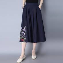 Vintage Loose Leisure All-Match Retro Embroidery Skirt 2020 New Simple Comfortable Solid Cotton Enthic Aesthetic Skirt 11600 2024 - buy cheap