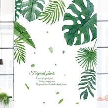 Pegatinas de pared de hojas de plantas tropicales para dormitorio, decoración mural para sala de estar, borde de pared, papel tapiz, nuevo estilo 2024 - compra barato