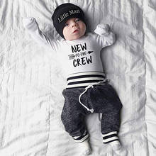 Toddler Newborn Baby Boy Clothes Letter Print Romper Tops +Long Pants+Hat 3PCS Outfits (6M-24M) L1129 2024 - buy cheap