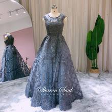 Arabic Blue Long Evening Dress Luxury Dubai Women Wedding Formal Party Dresses Elegant Black Lace Burgundy Engagement Gown SS161 2024 - buy cheap