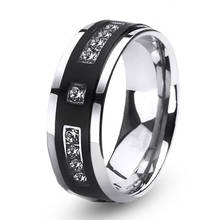 Anéis de zircônio para homens, anéis de aço inoxidável, pingentes de zircônia, acessórios masculinos, joias, festa de casamento 2024 - compre barato