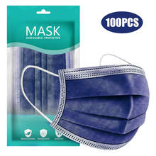 10pc Dark Blue Disposable Face Mask Halloween Cosplay Breathable Facial Mask 3ply Ear Loop Thin Style Mouth Mask Mascarillas 2024 - buy cheap