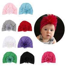 New Cute Baby Girls Turban Hat Chiffon Flower Cotton Blend Newborn Caps Beanie Top Knot Handmade Hats Birthday Christmas Gift 2024 - buy cheap